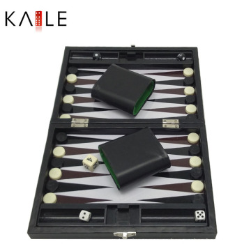 Juegos de backgammon de 9 pulgadas con caja de cuero negro